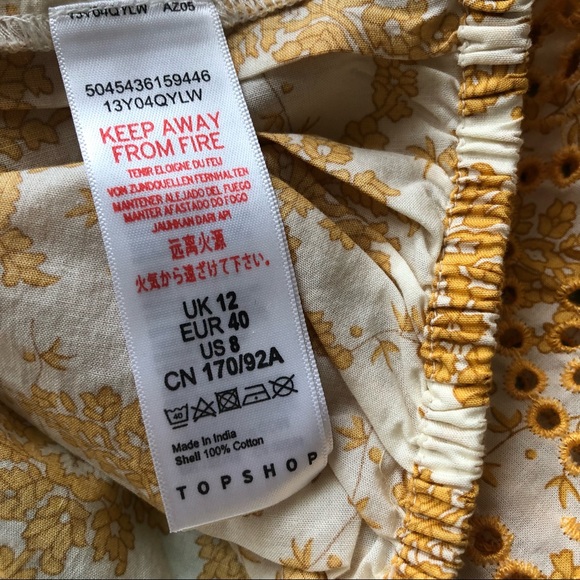 NWT TopShop Embroidered Puff Sleeve Crop Top Blouse - Picture 6 of 6